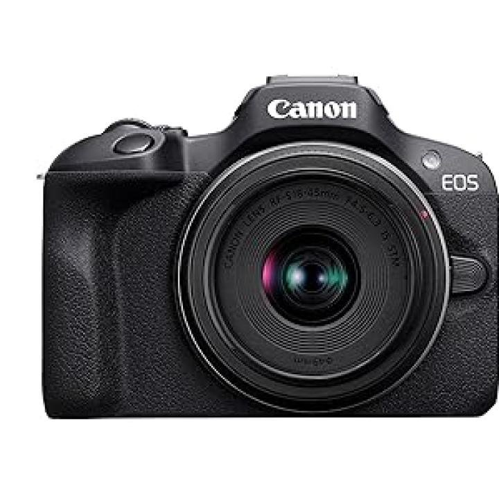 Canon EOS R100 24.1 MP Mirrorless Camera (Black) with RF-S18-45mm f/4.5-6.3 is STM Optical Zoom Lens | 4k Video
